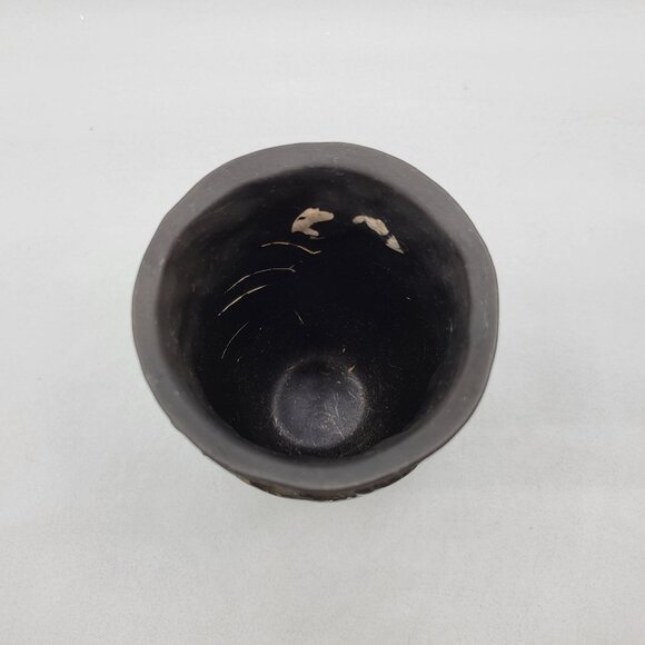 Ceramic Vase or Toothbrush Holder Mixed Textures Turquoise Glaze - Picture 5 of 7